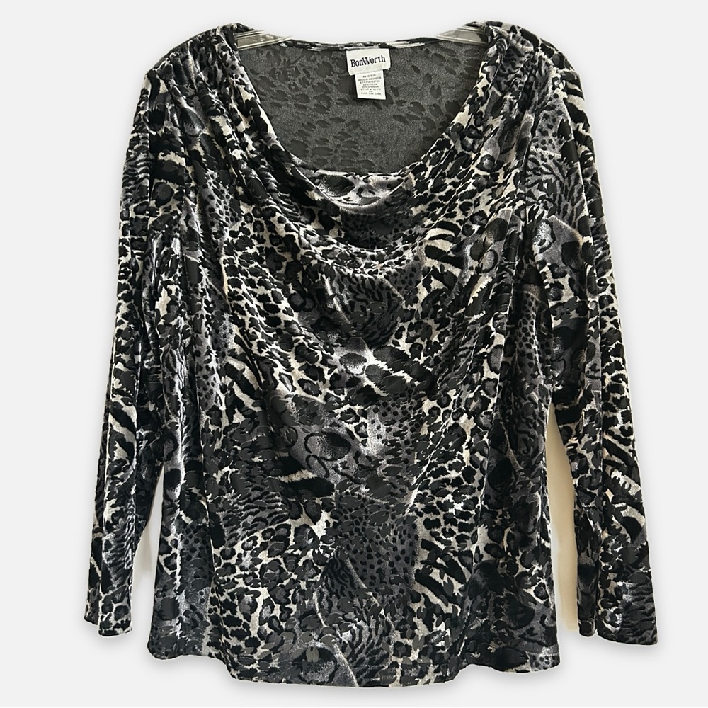 Whimsigoth Vintage Y2K Velvet Burnout Witchy Animal Print Top Women’s